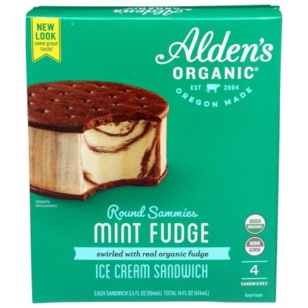 ALDENS ORG ICE CREAM SAND MINT FUDGE 14oz 4pk